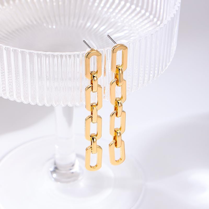 Gold Silver Long Square Chain Stud Earrings for Women Geometric Chain Link Drop Dangle Earrings Party Jewelry - Image 6
