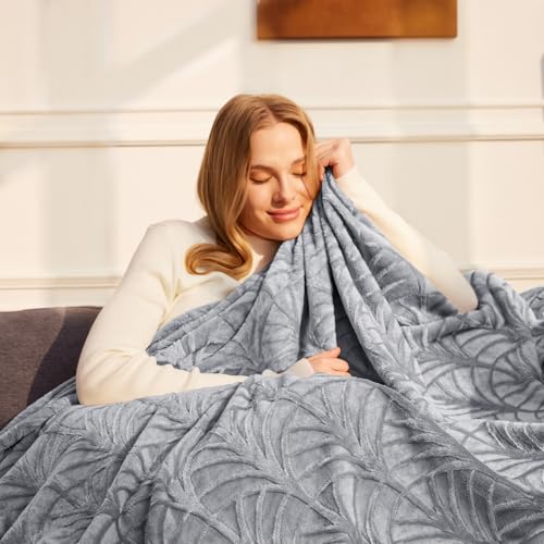 Whale Flotilla Flannel Fleece Twin Size Blanket for Bed, Soft Fluffy Velvet Bedspread Coverlet with Decorative Vintage Pattern for All Season, Warm and Lightweight, 60x80 Inch, Silver Grey