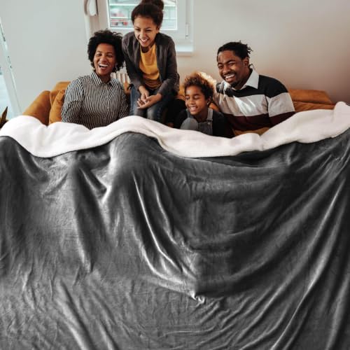 Image of Bedsure GentleSoft Sherpa Fleece Cal King Blankets for Bed, Non-Heated, Thick and Warm Oversized Throw for Women and Men, Soft Fuzzy Plush Large Blanket for Winter, Charcoal, 112x98 Inches