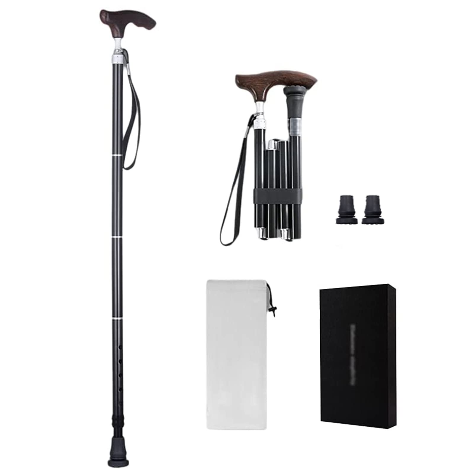 Bastone Plegables Ligeras,Regulables en Altura Muletas Ortopédicas de Aluminio con Agarres Ergonómicos y Patas de Goma Antideslizantes,para Adultos y Personas Mayores con Alturas de 140~180cm