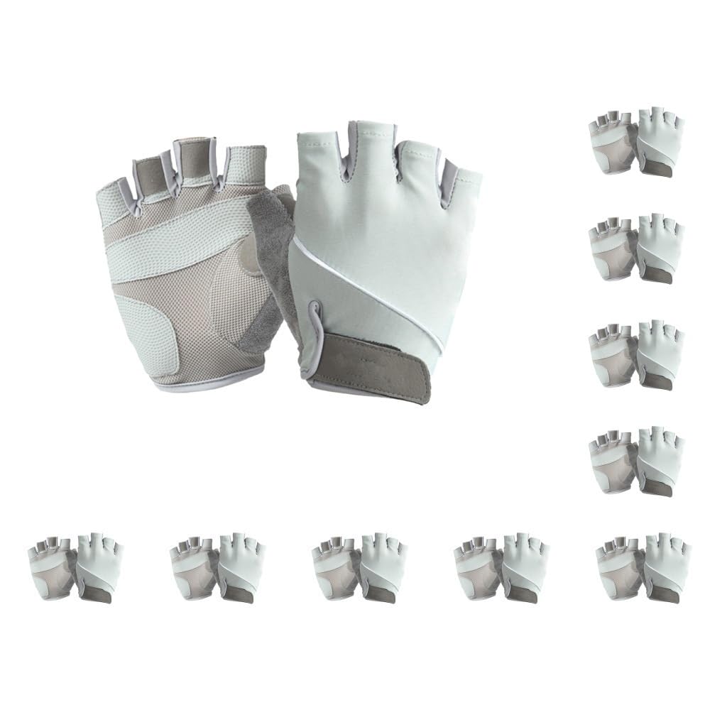 1 paio di guanti da donna elastici comodi antiscivolo traspiranti guanti senza dita attrezzature da campeggio all'aperto escursionismo grigio
