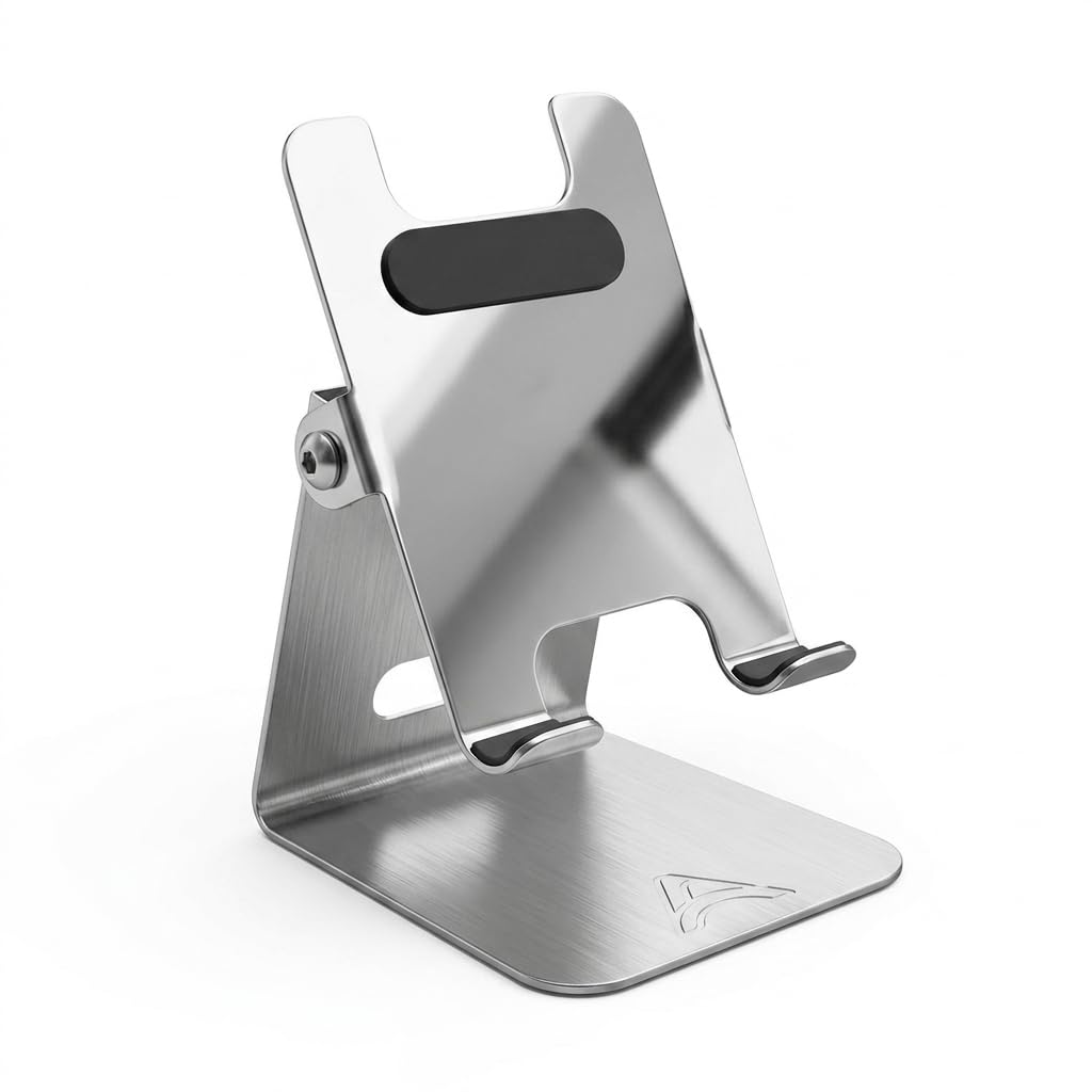 stainless steel adjustable angle tabletop mobile phone stand universal holder | for all smartphones, tablets, ipad | for home, office, bed, study | anti-rust