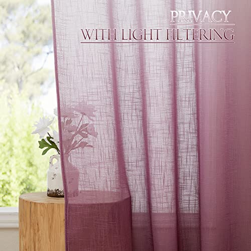 PONY DANCE Living Room Voile Curtains Linen Look Set of 2 H 260 x W 140 cm Colour Gradient Curtains with Eyelets for Sunlight Filters and Living Room Decorative Curtain Semi-Transparent - Image 3