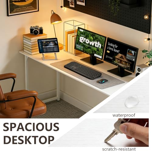 Image of BestOffice Computer Desk,Home Office Desk, Modern Simple Style for Home Office Study Writing (White, 55 Inch)