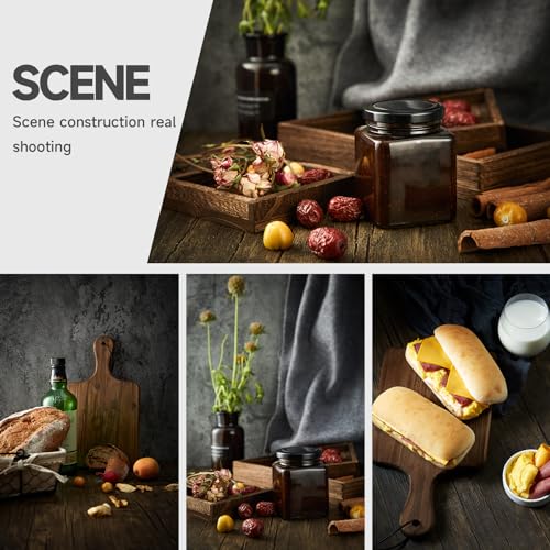 Image of 2 PCS Boards Photo Backdrop for Flat Lay, Food Photography Background 24x24 Inch, BEIYANG (Black Walnut+Dark Gray)