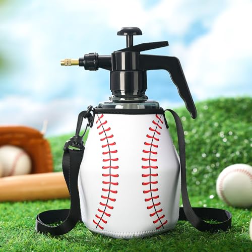 Image of Hushee 1 Pcs 1.5 Liter Water Mister for Sport Personal Water Pump with Full Neoprene Jacket and Built in Carrying Strap, Manual Sprayer Lawn Pressure Pump Sprayer for Cooling Gym Garden(Baseball)