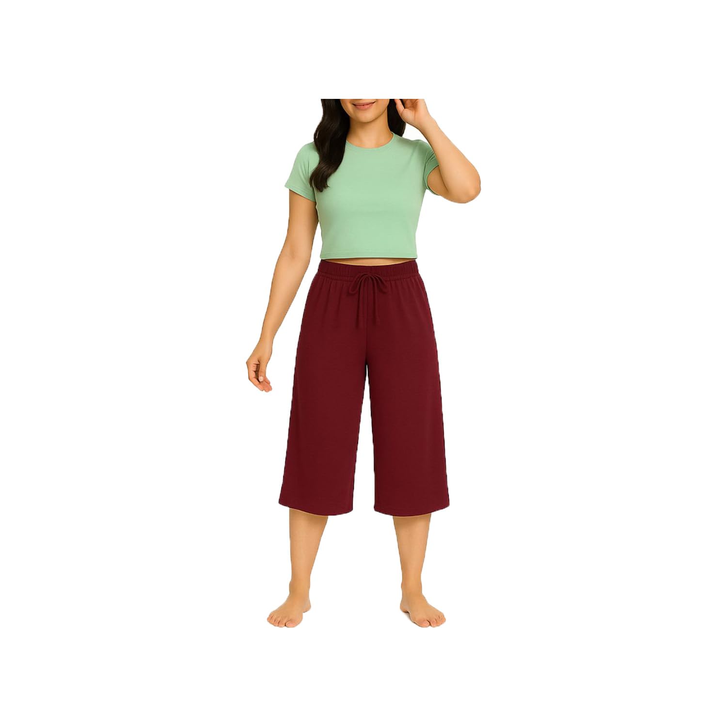 brand flex Women's Cotton Solid Plain Loosefit Capri, 3/4th Capri For Girls Single Pack-picture-33