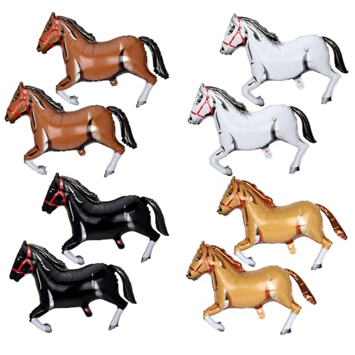 8 Pack 41 Inch Large Horse Balloons,Western Cowboy Horse Balloons Aluminum Foil Inflatable,Rodeo Theme Party Decorations Western Party Decorations for Birthday Baby Shower