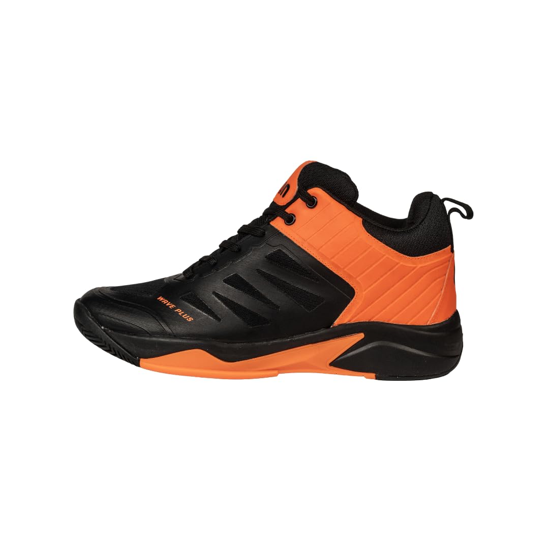 Aivin Wave Plus Basketball Shoes | Durable TPU & Synthetic Leather | Breathable Mesh | Cushion EVA Comfort | Non-Marking Rubber Outsole | Sizes 6-12 | Neutral Arch | for Basketball (Black/Orange, UK Footwear Size System, Adult, Men, Numeric, Medium, 11)