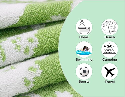 Image of ORIGINAL KIDS 6 Piece Towel Set - Bath Time in A While Crocodile- 2 Bath Towels, 2 Hand Towels, 2 Washcloths - 100% Cotton Jacquard Soft Absorbent Pool Beach Towel Gift - Green Blue