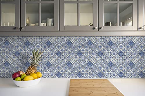 Azulejos autoadhesivos pared Decormat con patrón portugués de 30x30cm en pack de 9 piezas de PVC 5