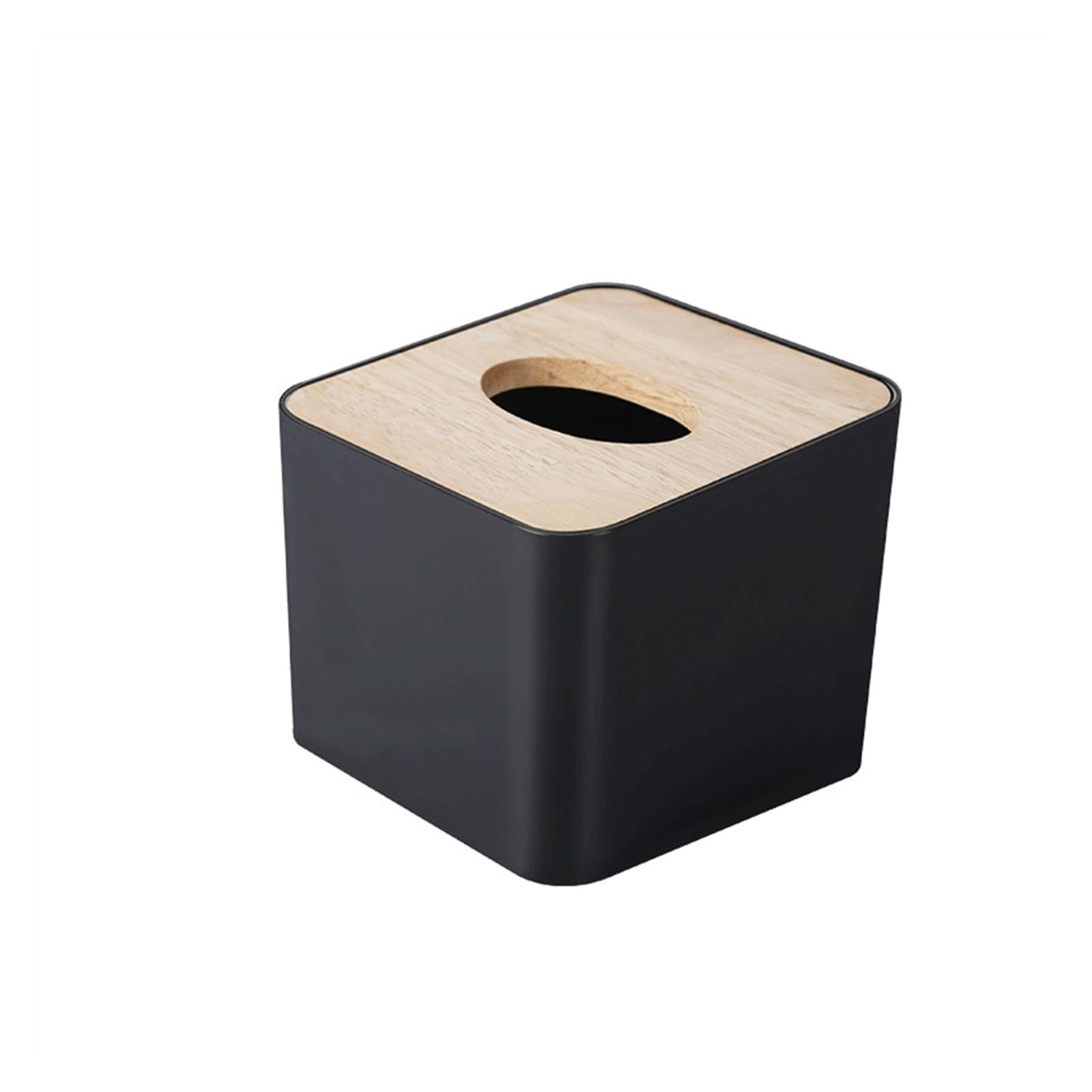 Tissue Case Square Tissue Box With Wood Cover Black Paper For Kitchen Napkin Holder Modern Home Storage Case Tissue Dispenser(Black)