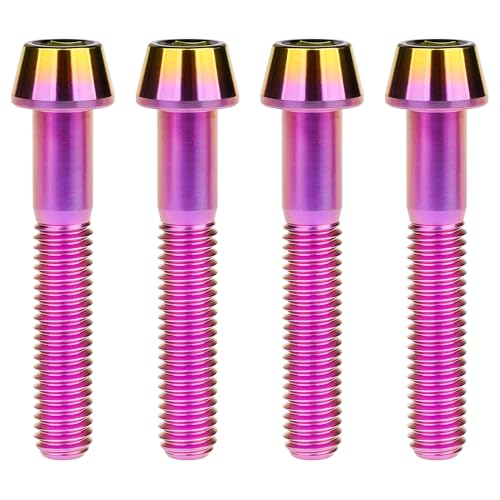Image of Titanium Ti Bolt M5x9 16 18 20 25 30 35 40 45 50 55 60mm Tapered Head Screws Pack of 4 (M5x35mm, Purple Gold)