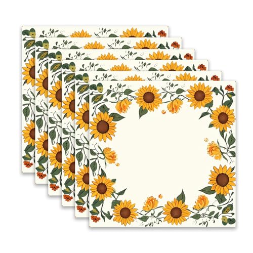 ViVedBluumㅤ Cloth Napkins - 18x18 Reusable Polyester Napkins - Farmhouse Toile Dinner Napkins - Perfect for Everyday Dinners Decor Summer/Fall Weddings Christmas Holiday Party Gift (6, Sunflower)