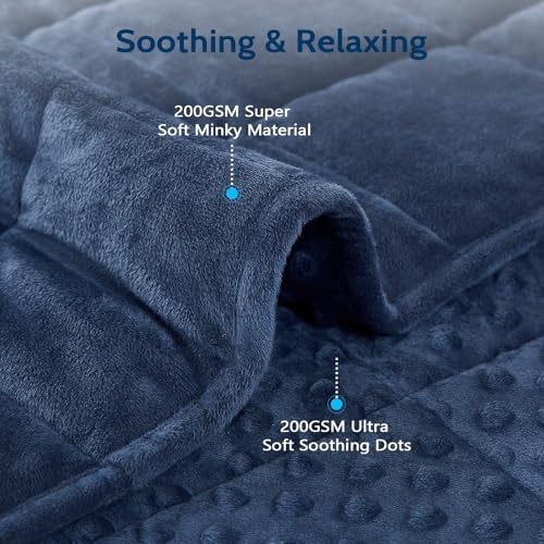 L'AGRATY Weighted Blanket for Adult - 60"x80" 15lbs Minky Dots Heavy Blanket with Glass Beads Soft Breathable for All-Season Summer Fall Winter Thick Comfort for Sleeping