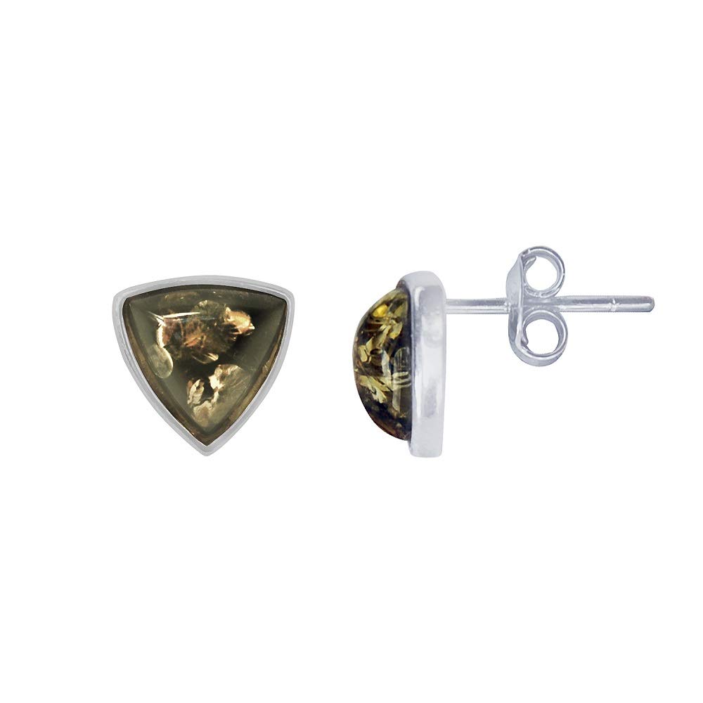 GOLDMAJOR Green Amber Triangle Stud Earrings