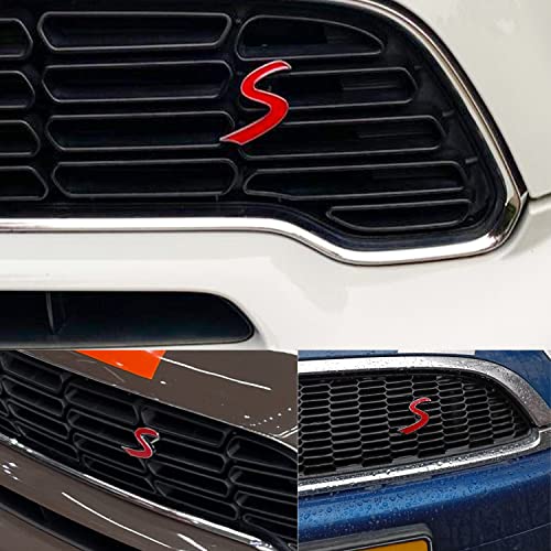 Image of 3D Metal S Front Grille Badge Emblem Chrome Silver Decal for Mini Cooper R50 R52 R53 R56 R57 R58 R59 R60 R61 F54 F55 F56 F57 F60 Countryman Clubman Hatchback