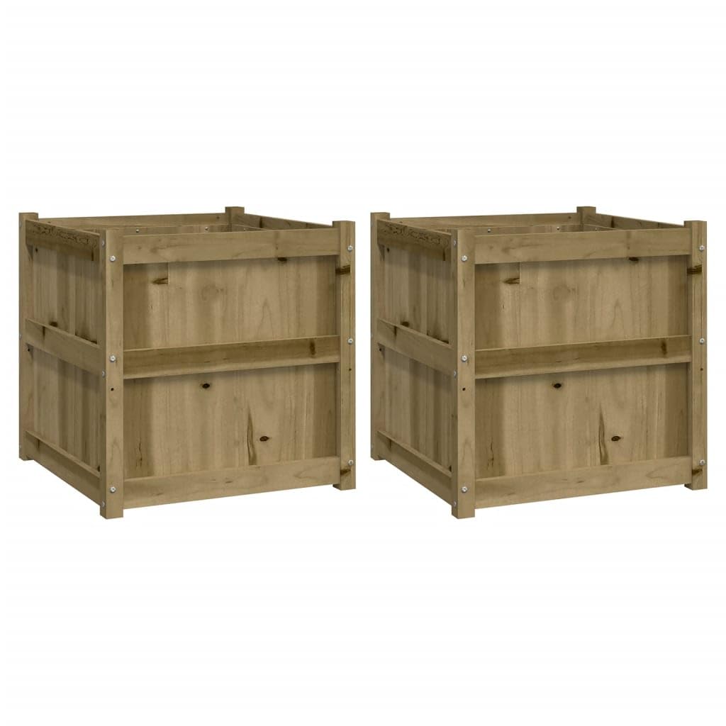 vidaXL Garden Planters 2 pcs, Plant Pot for Patio Balcony Terrace Yard, Flower Pot for Flower Herb Plant, Outdoor Planter Box, Impregnated Wood Pine — image 1