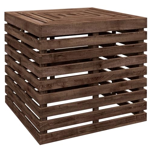 Table d'appoint - vidaXL - Couverture de support de parasol en bois - Acacia massif - 62 x 62 x 25 cm - Marron - Jardin