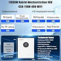 11KW Hybrid Wechselrichter 48V 11000W, 2 MPPT bis 5500W je Eingang, 160A MPPT, Reiner Sinus, WiFi, 4 Lademodi, bis 6 Geräte parallel, für Wohnmobil und Hausnotstrom – Ansicht 3