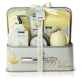 Essence of Luxury Spa Gift Basket Bath Set! PURE Spa Basket Natural Skin Care Gift Set Makes Best Christmas Gift for Women & Holiday Gift Baskets! (Melon)