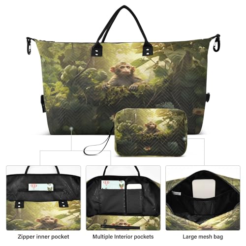 Forest Monkey Travel Duffel Bags with Toiletry Bag and Adjustable Strap for Travel Gym Yoga2