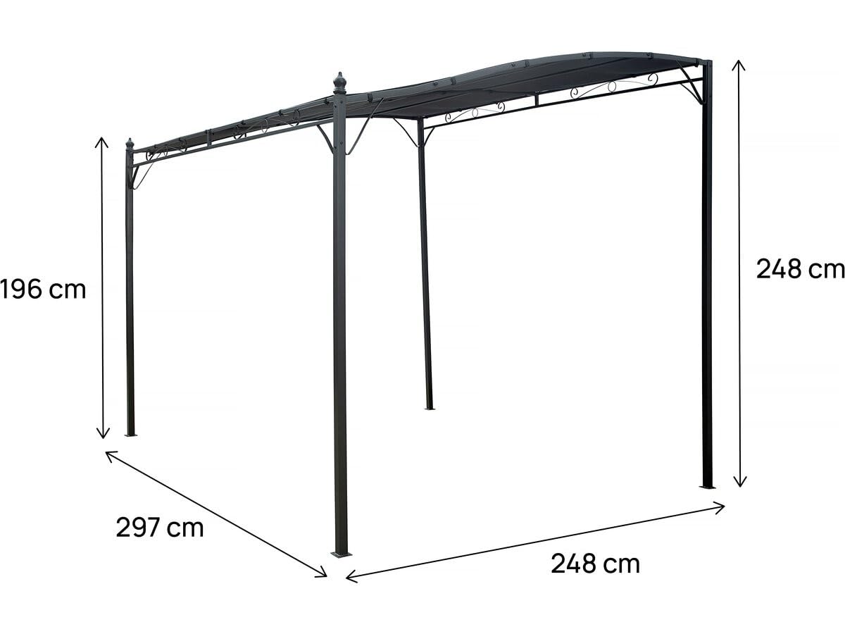 Habitat et Jardin Pérgola metálica Inclinada adosada - 3 x 2,5 m - Gris