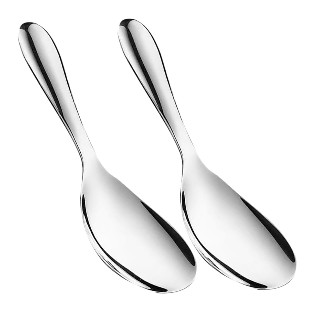 Mikinona 2Pcs Stainless Steel Rice Spoon Non Stick Kitchen Utensils for Serving and Scooping Rice Paddle for Cooking Easy to Clean with Mirror Polished Finish