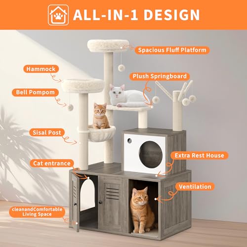 Árbol para gatos con escondite para arena y rascadores miniatura 6