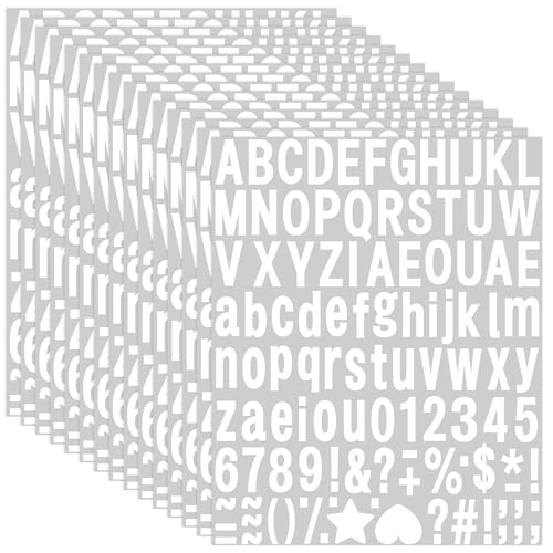 1635Pcs Alphabet Stickers Letter Stickers White Vinyl Sticker Letters Self Adhesive 15 Sheets 1 Inch Mailbox Numbers Stick on Letters for Water Bottle Scrapbook Craft Sign Labels Classroom Address