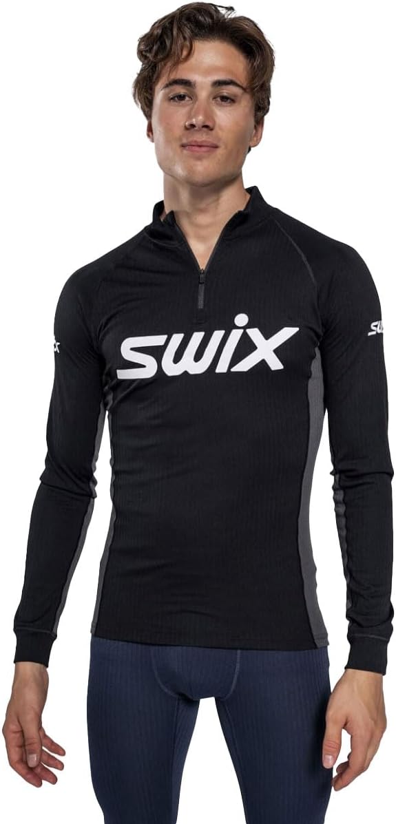 Swix Men's Racex Classic Half Zip Long Sleeve Quick-Drying Stretch Slim Fit Baselayer Top