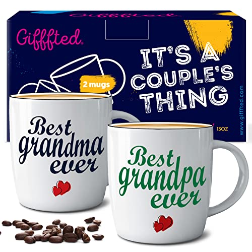 Triple Gifffted Worlds Best Grandparents Gifts From Grandkids, Grandchildren, Grandma And Grandpa Mugs, New Grandparent Gifts Idea, Parents Anniversary, Christmas, Valentines Day, Gift Box, Vintage #TOP8