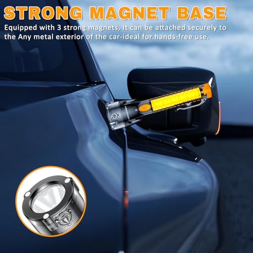 Image of Multifunctional Car Safety Flashlight - Emergency Escape Tool with Window Breaker, Seatbelt Cutter, 3 Light Modes & Magnetic Base for Roadside Safety, Camping & Home Use