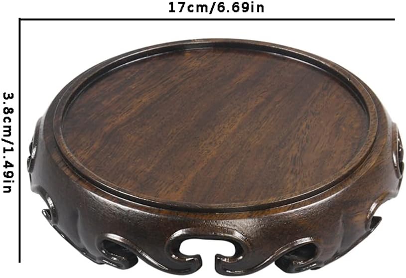 Bonsai Pedestal Vase Pedestal Stands Bonsai Base Craft Ornaments Jewelry Rack Wooden Bracket Stone Vase Flower Pot Incense Burner Buddha Statue Round Base Planter Stand Plant Holder(17cm)