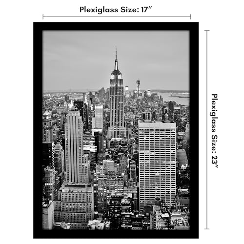 Americanflat 17x23 Picture Frame with Polished Plexiglass - Black Picture Frame - Wide Photo Frames Made of Engineered Wood for Vertical or Horizontal Wall Display - Epic Collection - Black