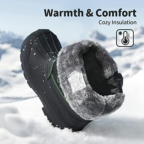 DREAM PAIRS Big Kid Knorth Black N.Green Isulated Fur Winter Waterproof Snow Boots Size 6 M Big Kid — view 3