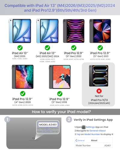 Image of typecase Edge+ Keyboard Case for iPad Air 13 inch(M4 /M3 /M2, 2026 /2025 /2024) & iPad Pro 12.9 inch(3 /4 /5 /6th Gen),Ultra-Slim Detachable Case,Portrait &Typing Modes,11-Color Backlight,Magnetic Stand,Light Purple