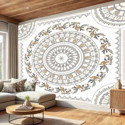 Papier peint panoramique mandala pour cacher les défauts du mur