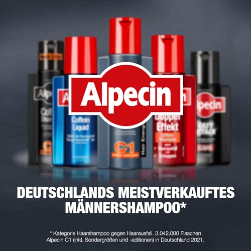 Foto von Alpecin Coffein-Shampoo C1, 2 x 375 ml - Haarwachstum stimulierendes Haarshampoo gegen erblich bedingten Haarausfall bei Männern - zur Verbesserung des Haarwachstums