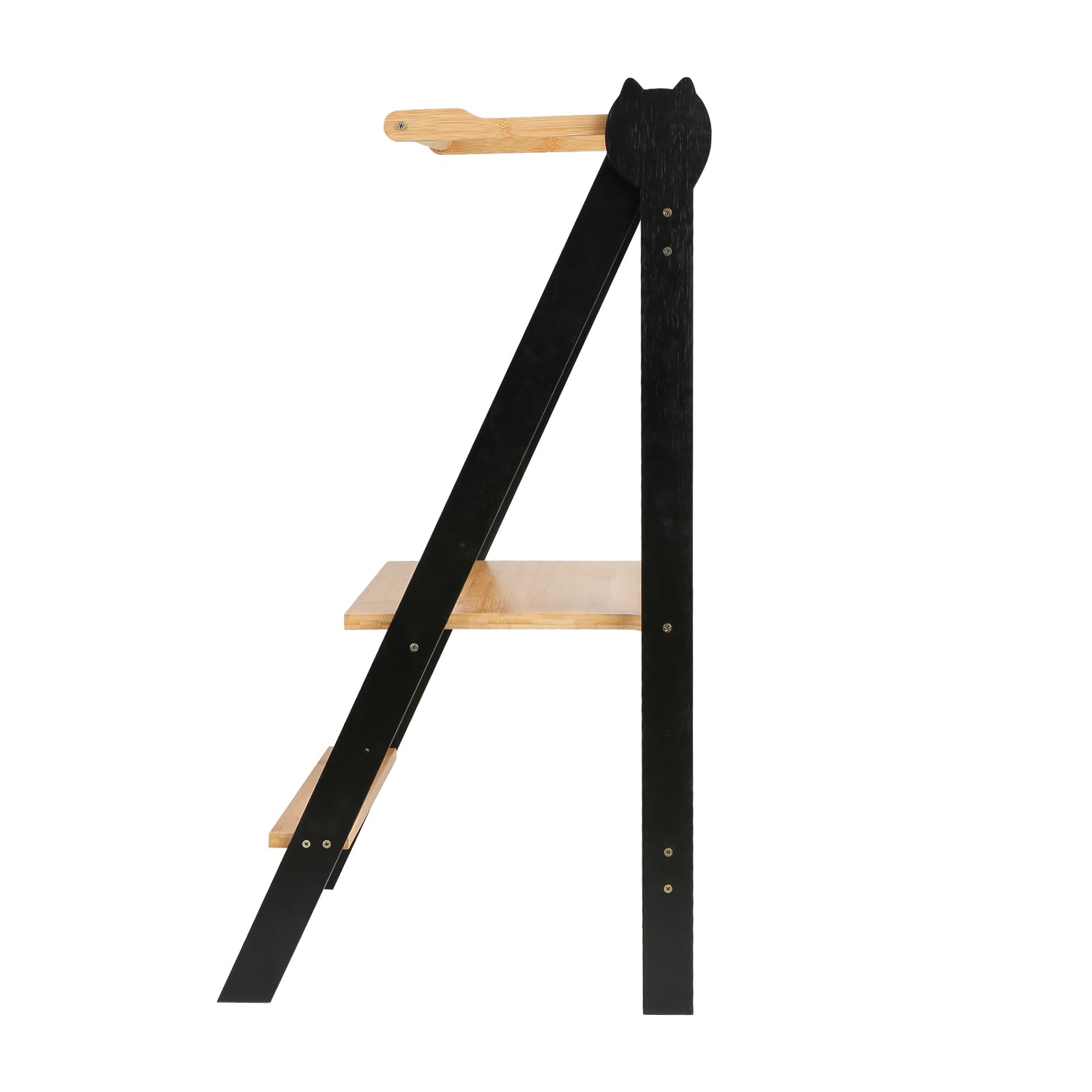 Torre de observación infantil, torre montessoriana de aprendizaje plegable multiusos, torre de aprendizaje de madera natural de abedul, plegable, seguridad-88 × 45 × 45 cm-café negro