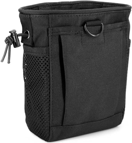 YONCONO Sac à Benne Tactique Molle avec Cordon de Serrage pour Magazine, Sac Tactique Ceinture Pochette Militaire Réglable, étui de Récupération de Munitions (Noir)