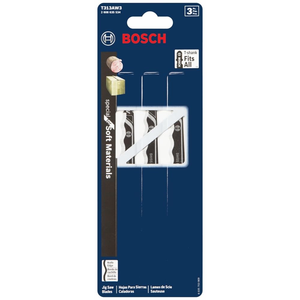 Bosch T313AW3 Knife Edge Saw Blades - Soft Material Cuts -2 Bosch T313AW3 Knife Edge Saw Blades - Soft Material Cuts -2
