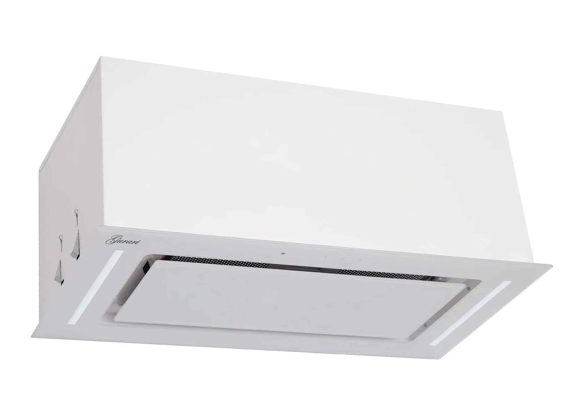 Gurari Cappa Integrata 70 cm GCH E 217 WH 70, Bianco Vetro, Aspirazione 1000 m³/h, LED, Touch Control + Telecomando, 3 Velocità, Incasso o Soffitto