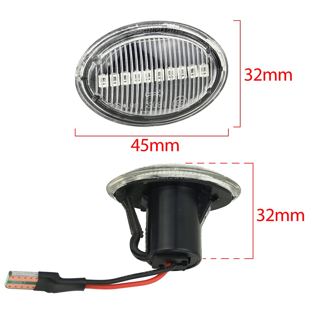 Malcayang Dynamic Side Marker Repeater Turn Signal Indicators Compatible with Fiat 500 KA Lybra Ypsilon GranCabrio Granturismo Quattroporte Alfa 4C