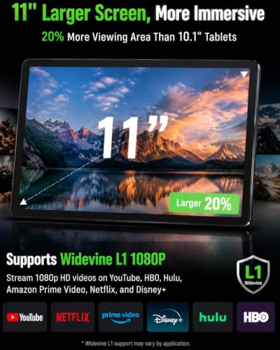 Image of Android Tablet 11 inch, Android 16 Tablet, 32GB RAM + 128GB ROM | Android 16 OS 32GB RAM 128GB ROM Gemini AI Google GMS Certified T7250 Octa-Core 11 inch HD Wi-Fi 6 BT 5.0 GPS 7000mAh Battery