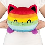 TeeTurtle - Original Reversible Big Cat Plushie - Rainbow + Gray - Huggable and Soft Sensory Fidget Toy Stuffed Animals That Show Your Mood - Gift for Kids and Adults!
