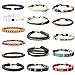 YADOCA 16 Pcs Vintage Bracelet en Cuir Perles de Bois pour Homme Femme Tribal Ethnique Tricoté à la Main Boho String Corde Bracelet