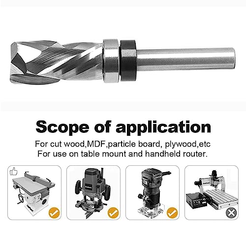 Spiral Flush Trim Router Bit 1/4 Shank By Promsa, Ultra-Performance Compression Top Bearing Router Bit, Solid Carbide Trim Router Bits, Flush Cut Router Bit For Wood Trimming, Up-Down Cut #TOP5