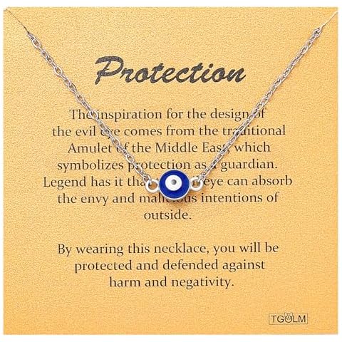 TGOLM Tiny Blue Evil Eye Choker Necklace for Women Lucky Protection Charm Aesthetic Jewelry Silver Tone Cover