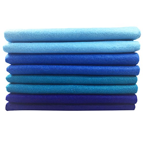 Image of 4pcs Thick 1.4mm Soft Felt Fabric Sheet Assorted Color Felt Pack DIY Craft Sewing Squares Nonwoven Patchwork (92x90cm Blue)